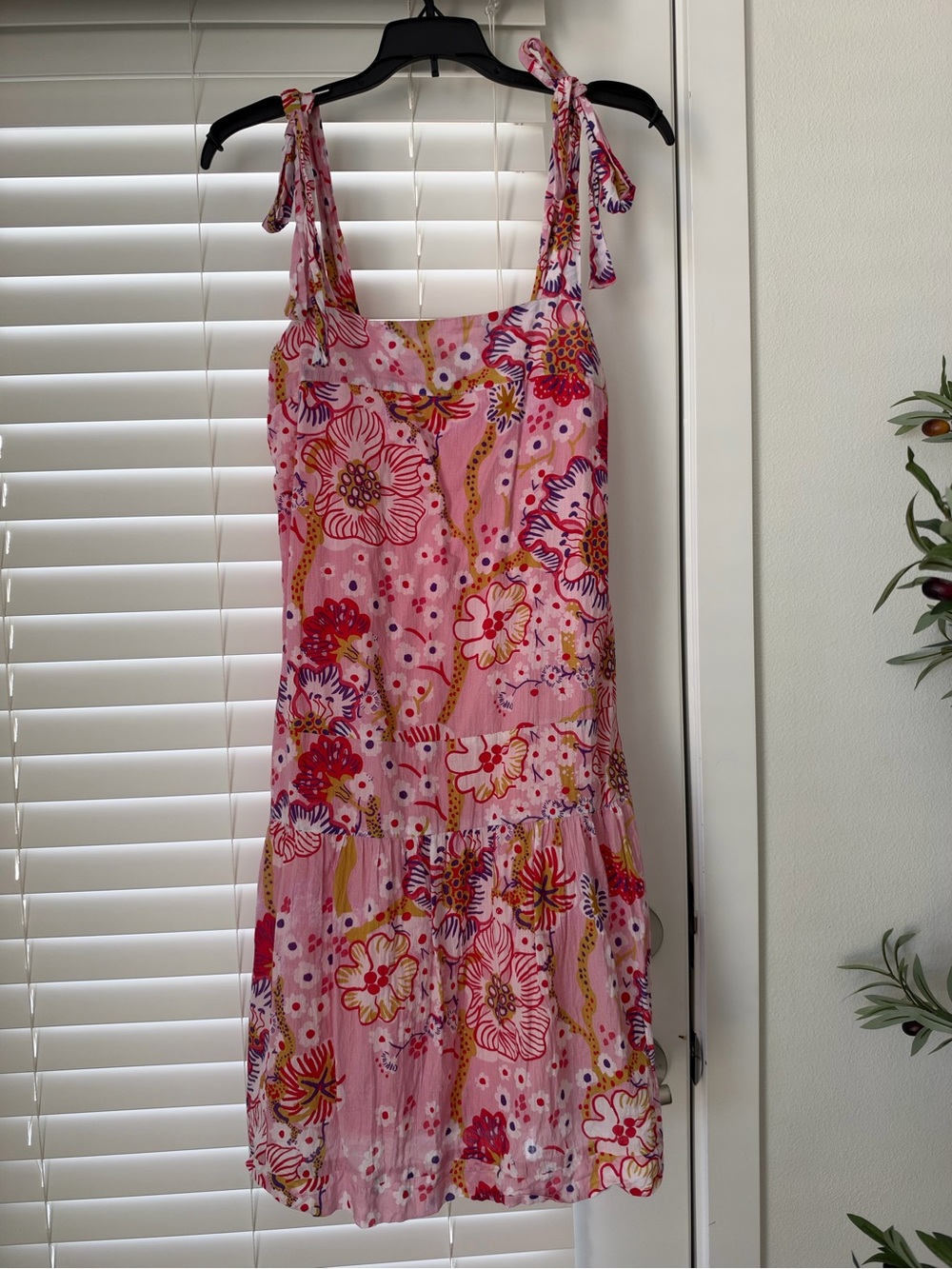 Pink Floral Tie-Shoulder Sundress